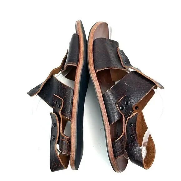 Cydwoq Men’s Leather Slingback Sandals Brown Handmade in New York size 45 US 11 - Picture 7 of 14